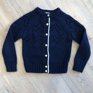 Olive Juice Navy Thick Knit Cardigan, Girls 7